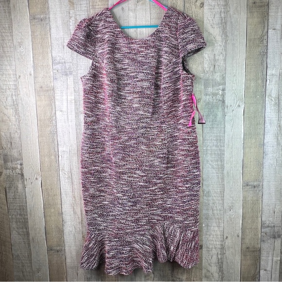 Betsey Johnson 18W Speckle Tweed Short Sleeve Scoop Neck Fit & Flare Party Dress - Picture 1 of 12